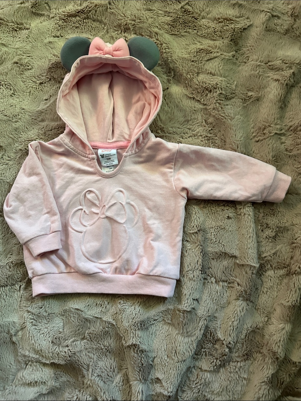 Disney baby Pink Hooded Sweatshirt with Minnie ears hood
